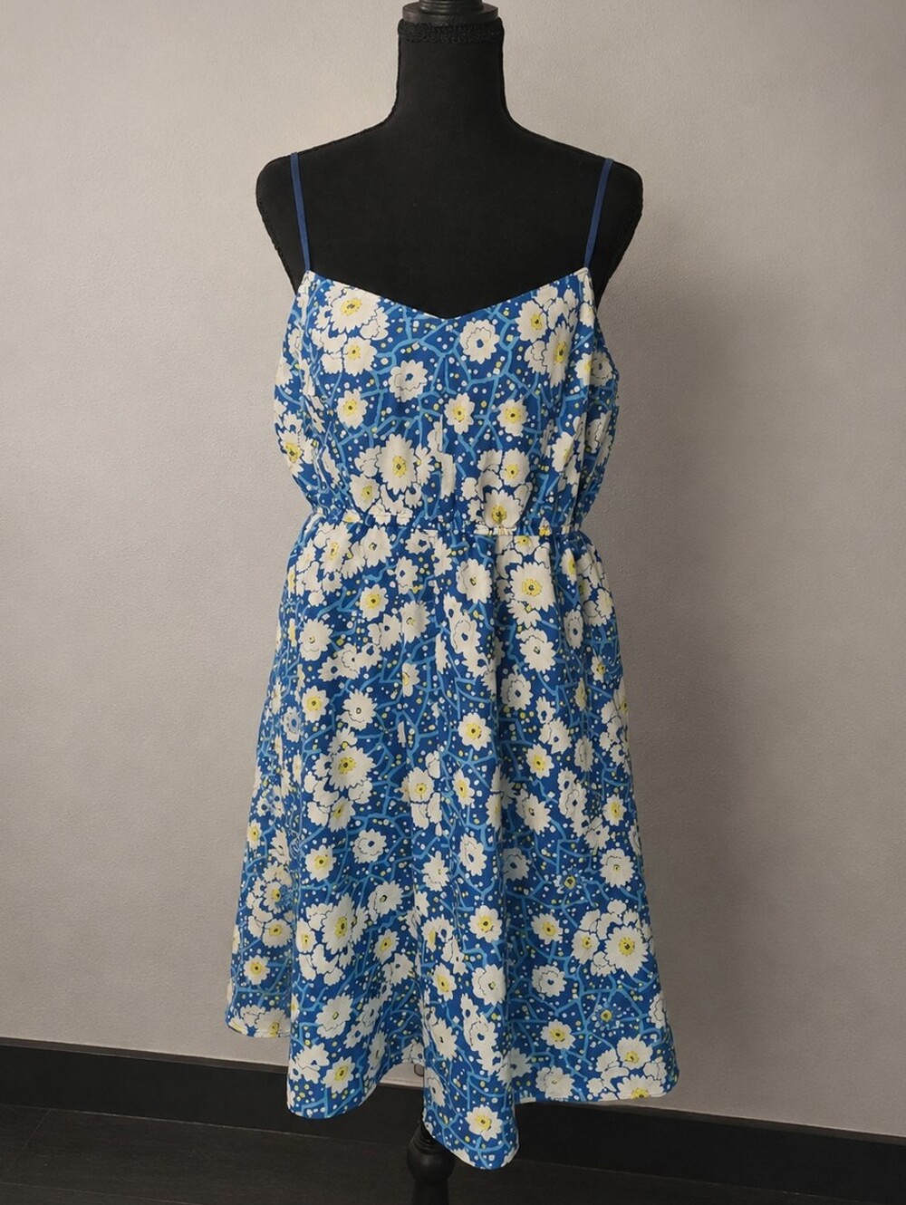 Fossil Blue Floral Spaghetti-Strap Midi Dress